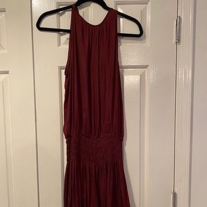 Large maroon silk dress